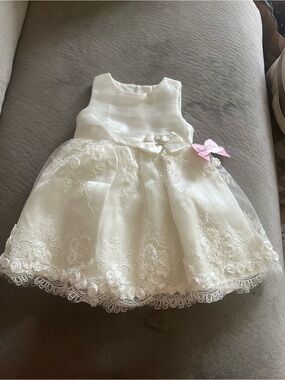 Nanette Baby Ivory Lace Organza Formal Dress